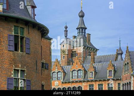 Castello di Ooidonk / Kasteel van Ooidonk, castello fiammingo con fossato rinascimentale del XVI secolo a Sint-Maria-Leerne vicino a Deinze, Fiandre Orientali, Belgio Foto Stock