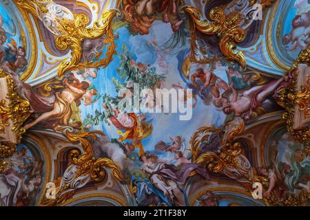 L'Allegory of Summer nella sala estiva,. Interno di Palazzo Rosso detto anche Palazzo Brignole sale, è oggi un museo situato in via Garibaldi, Foto Stock