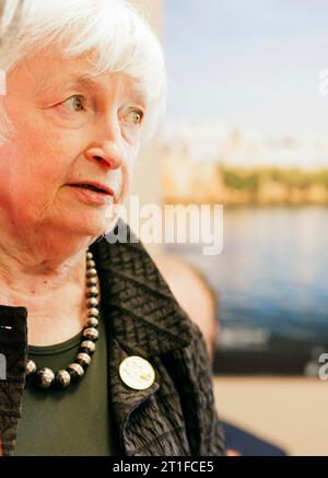 Janet L.Yellen, Segretario del Tesoro degli Stati Uniti d'America, Marocco, al Worlbank Meeting, Marrakech, 13 ottobre 2023. Foto Stock