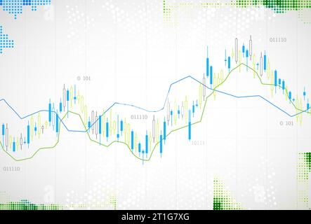 Concetto di commercio finanziario. Borsa valori e borsa valori. Grafico a candela. Illustrazione Vettoriale