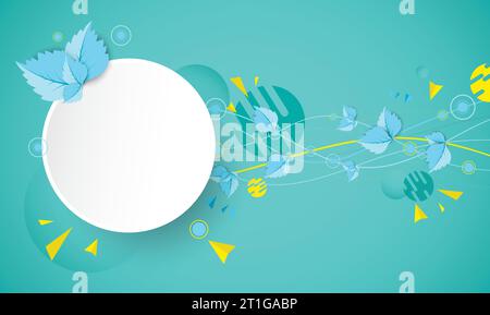 Onda di colore verde con foglie. Vettore tema natura Illustrazione Vettoriale