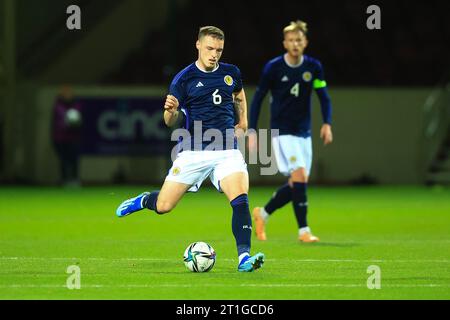 Fir Park, Motherwell, Regno Unito. 13 ottobre 2023. UEFA Under-21 Euro 2025 qualificazioni calcio, Scozia U21 contro Ungheria U21; Leon King of Scotland Credit: Action Plus Sports/Alamy Live News Foto Stock