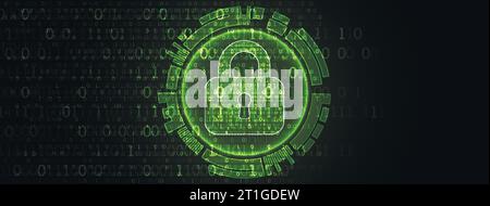 Spazio digitale sicuro. Riservatezza virtuale, protezione della programmazione. Illustrazione Vettoriale