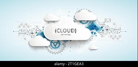 Tecnologia Web cloud, background astratto aziendale. Illustrazione Vettoriale