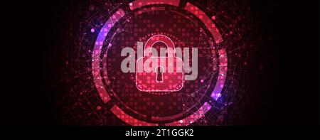 Spazio digitale sicuro. Riservatezza virtuale, protezione della programmazione. Illustrazione Vettoriale