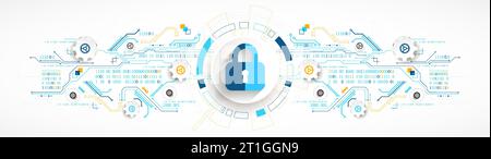 Spazio digitale sicuro. Riservatezza virtuale, protezione della programmazione. Illustrazione Vettoriale