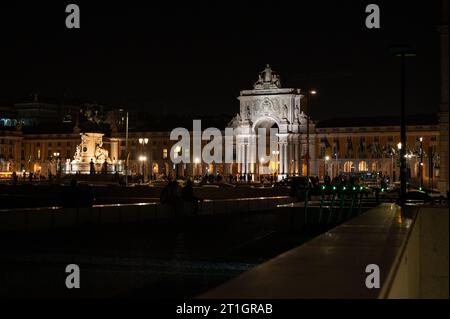 Arco da Rua Augusta – Rua Augusta Arch in Praka do Comércio, Lisbona, Portogallo. Foto Stock