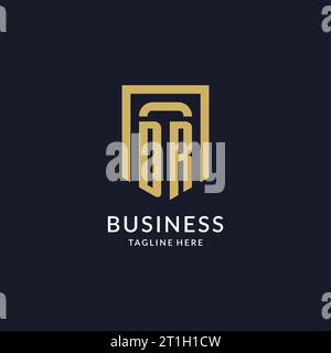 Logo iniziale DR con grafica vettoriale geometrica a forma di scudo Illustrazione Vettoriale