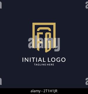 Logo FG iniziale con grafica vettoriale geometrica a forma di scudo Illustrazione Vettoriale