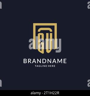 Logo GV iniziale con grafica vettoriale geometrica a forma di scudo Illustrazione Vettoriale