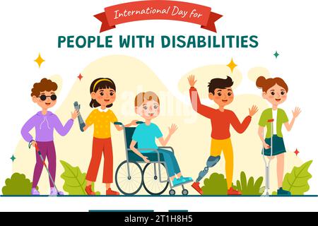 Giornata internazionale per le persone con disabilità illustrazione della progettazione vettoriale il 3 dicembre per sensibilizzare sulla situazione delle persone con disabilità Illustrazione Vettoriale