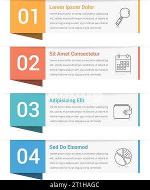 Una infografica modello con quattro passaggi o opzioni, flusso di lavoro, il diagramma di processo, vettoriale EPS10 illustrazione Illustrazione Vettoriale