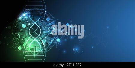 Modello scientifico, sfondo o banner con molecole di DNA. Illustrazione Vettoriale