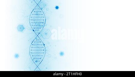 Modello scientifico, sfondo astratto con molecole di DNA. Illustrazione vettoriale. Illustrazione Vettoriale
