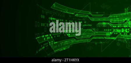 Illustrazione vettoriale, tecnologia digitale hi-tech e background ingegneristico Illustrazione Vettoriale
