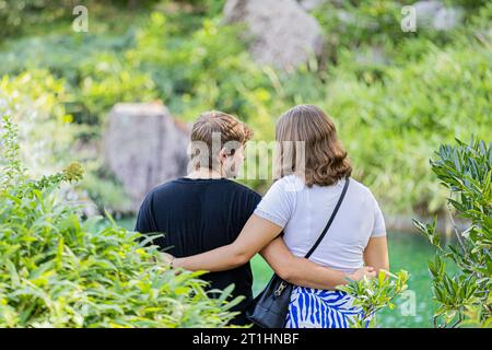 Il giardino giapponese a Digione per gli amanti. Le jardin japonais à Digione en amoureux. Foto Stock