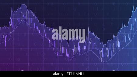 Concetto di commercio finanziario. Borsa valori e borsa valori. Grafico a candela. Illustrazione Vettoriale