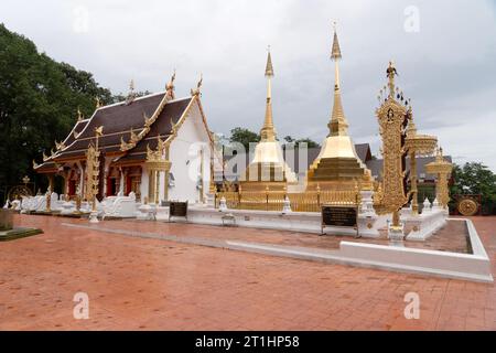 Wat Phra That Doi Tung tempio buddista e ambiente, un famoso tempio e luogo buddista. Si trova sulla montagna nella provincia di Chiang Rai, a nord Foto Stock