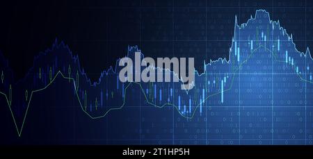 Concetto di commercio finanziario. Borsa valori e borsa valori. Grafico a candela. Illustrazione Vettoriale