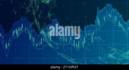 Concetto di commercio finanziario. Borsa valori e borsa valori. Grafico a candela. Illustrazione Vettoriale
