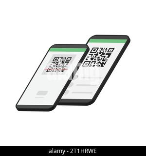 Pagamento contactless tramite scansione dell'illustrazione del vettore del codice qr Illustrazione Vettoriale