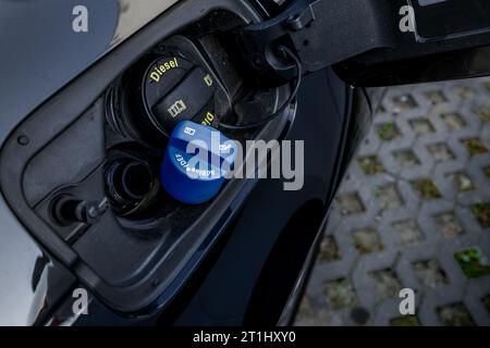 Errore di infusione di carburante AdBlue nel sistema adblue della vettura Foto Stock