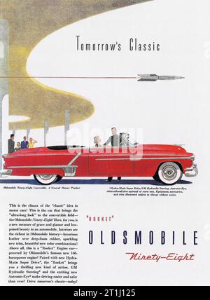 1955 Oldsmobile Ninety-Eight ad. "Il classico del futuro" Foto Stock