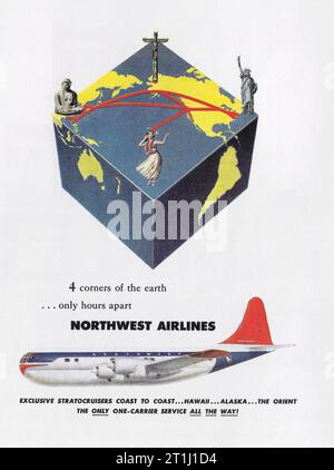 1952 Northwest Airlines ad Foto Stock