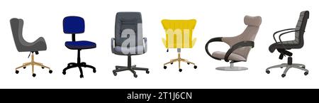 Set di diverse sedie da ufficio moderne Vector. Illustrazione Vettoriale
