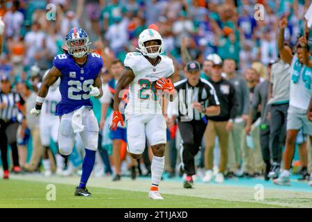 Dolphins RB De'Von Achane-Miami Dolphins / New York Giants, 10-8-23, Hard Rock Stadium, Miami, Florida, USA, foto: Chris Arjoon/Credit -AFP Foto Stock