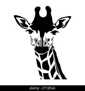 immagine della testa di animale selvatico di giraffa per il logo o il simbolo Illustrazione Vettoriale