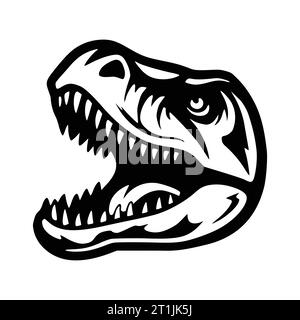 illustrazione della testa di un animale selvatico del dinosauro tyrannosaurus per logo o simbolo Illustrazione Vettoriale