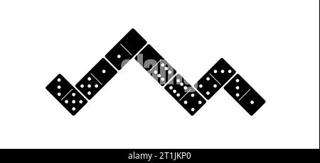 Tessere Domino. Domino classico, pittogramma di domino. Parti del gioco piene tessere. Domino bianco e nero. Serie di vettori piatti. 28 pezzi. White ch Foto Stock