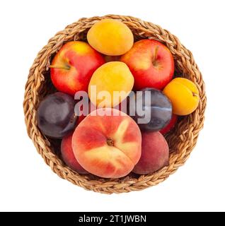 percorso cestino di miscelazione della frutta isolato su bianco Foto Stock