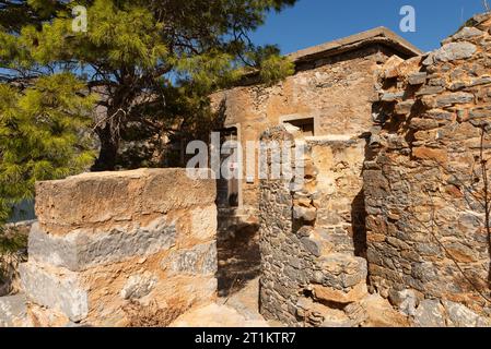 Esterno dell'ospedale lebbroso a Spinalonga, Creta, Grecia. Foto Stock