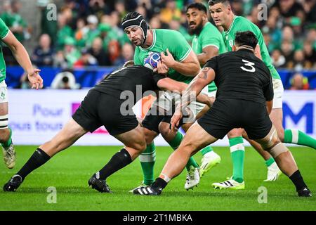 Saint-Denis, Francia, Francia. 14 ottobre 2023. Caelan DORIS d'Irlanda durante la Coppa del mondo 2023, incontro dei quarti di finale tra Irlanda e nuova Zelanda allo Stade de France il 14 ottobre 2023 a Saint-Denis vicino Parigi. (Immagine di credito: © Matthieu Mirville/ZUMA Press Wire) SOLO USO EDITORIALE! Non per USO commerciale! Crediti: ZUMA Press, Inc./Alamy Live News Foto Stock