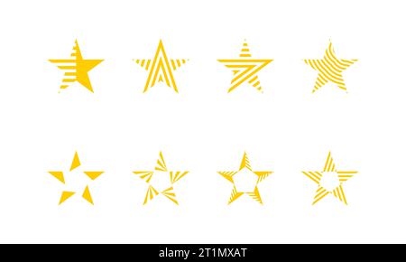 Collezione di forme astratte a stella con illustrazione vettoriale grafica in stile linea geometrica. Simbolo , icona, creativo. Illustrazione Vettoriale