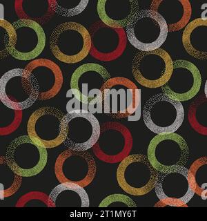 Motivi geometrici a cerchi colorati senza cuciture. Sfondo anelli vettore astratti Illustrazione Vettoriale