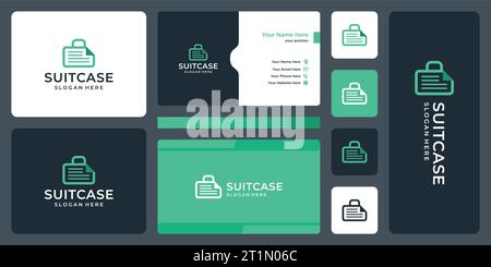 Modello di design con logo a valigia con illustrazione vettoriale grafica del design del documento. Simbolo, icona, creativo. Illustrazione Vettoriale