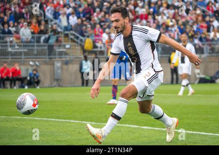 East Hartford, Stati Uniti. 14 ottobre 2023. Mats Hummels di Germania durante una partita contro gli Stati Uniti, un'amichevole internazionale al Pratt & Whitney Stadium al Rentschler Field nella città di East Hartford nel Connecticut, negli Stati Uniti, questo sabato 14. Credito: Brazil Photo Press/Alamy Live News Foto Stock