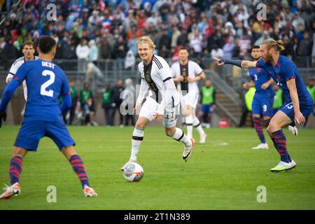 East Hartford, Stati Uniti. 14 ottobre 2023. Julian Brandt, tedesco, durante una partita contro gli Stati Uniti, un'amichevole internazionale al Pratt & Whitney Stadium al Rentschler Field nella città di East Hartford, Connecticut, negli Stati Uniti, questo sabato 14. Credito: Brazil Photo Press/Alamy Live News Foto Stock