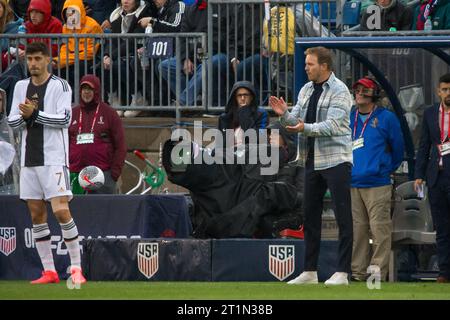 East Hartford, Stati Uniti. 14 ottobre 2023. Julian Nagelsmann, tedesco, durante una partita contro gli Stati Uniti, un'amichevole internazionale al Pratt & Whitney Stadium al Rentschler Field nella città di East Hartford, Connecticut, negli Stati Uniti, questo sabato 14. Credito: Brazil Photo Press/Alamy Live News Foto Stock