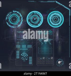 Kit di interfaccia circolare astratto Illustrazione Vettoriale