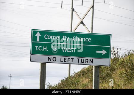 Segnale per l'autostrada Trans Canada come by Chance, Newfoundland & Labrador, Canada Foto Stock