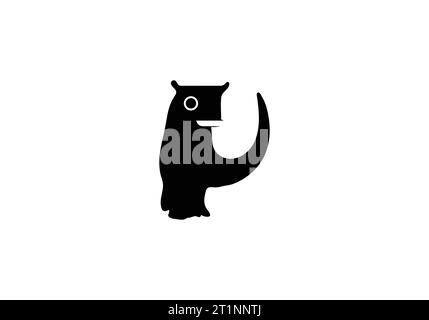 Stile minimalista Andrewsarchus icona disegno illustrativo Illustrazione Vettoriale