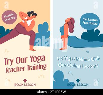 Formazione per insegnanti di yoga, lezioni online, meditazione Illustrazione Vettoriale