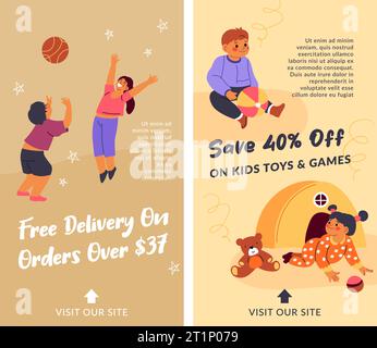 Consegna gratuita di giocattoli ordinati, spedizione senza costi aggiuntivi Illustrazione Vettoriale