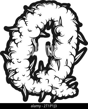 Lettera Q le illustrazioni vettoriali del logo del tuo lavoro, la t-shirt del merchandisse, gli adesivi e i disegni delle etichette, i poster, i biglietti d'auguri Illustrazione Vettoriale