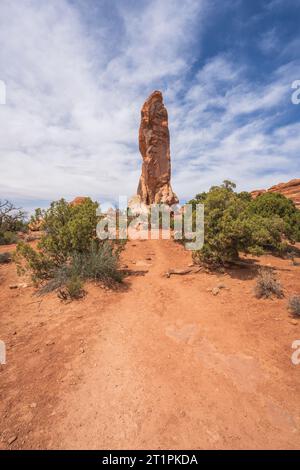 escursioni a piedi lungo il sentiero del giardino dei diavoli nel parco nazionale degli archi, usa Foto Stock