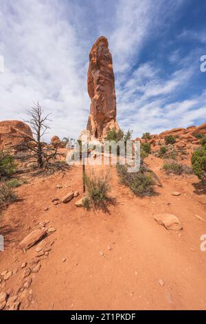 escursioni a piedi lungo il sentiero del giardino dei diavoli nel parco nazionale degli archi, usa Foto Stock